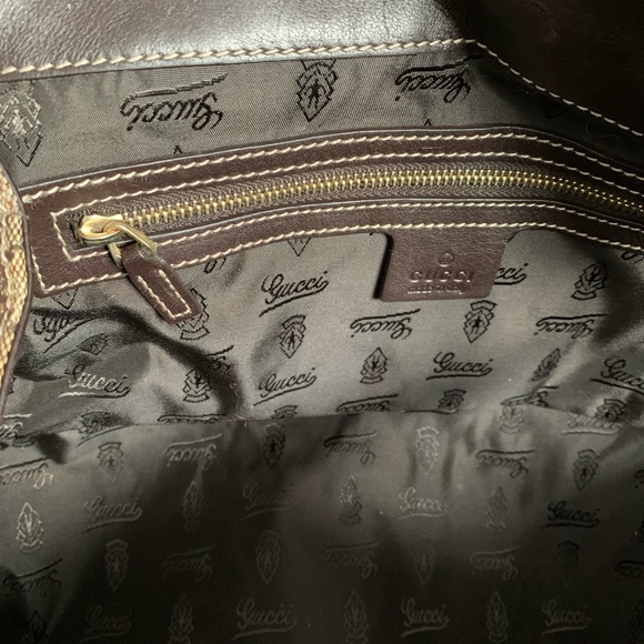 Authentic GUCCI beige/brown Crystal GG Histeria Tote Bag Hand Bag - Picture 8 of 11